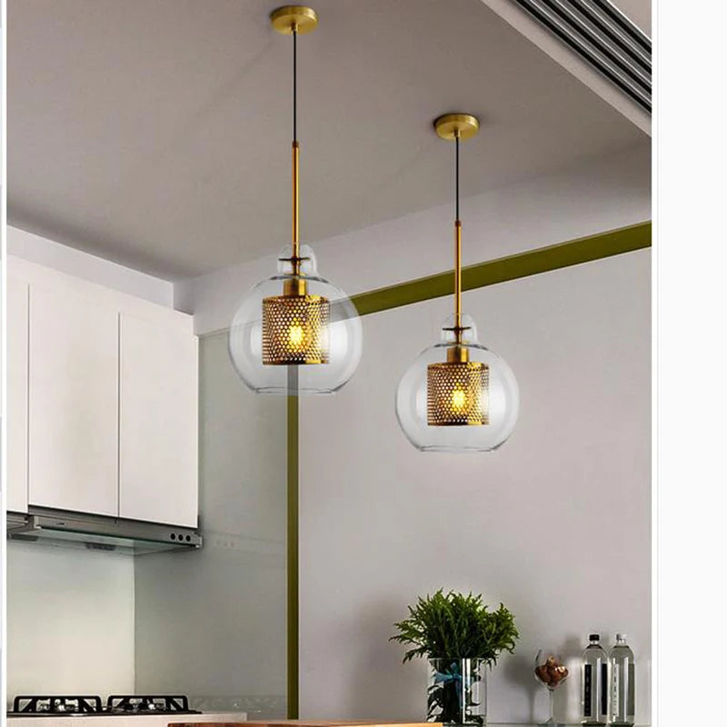 Loft Modern Pendant Light Glass Ball Hanging Lamp Kitchen Light Fixture Dining Hanglamp Living Room Luminaire