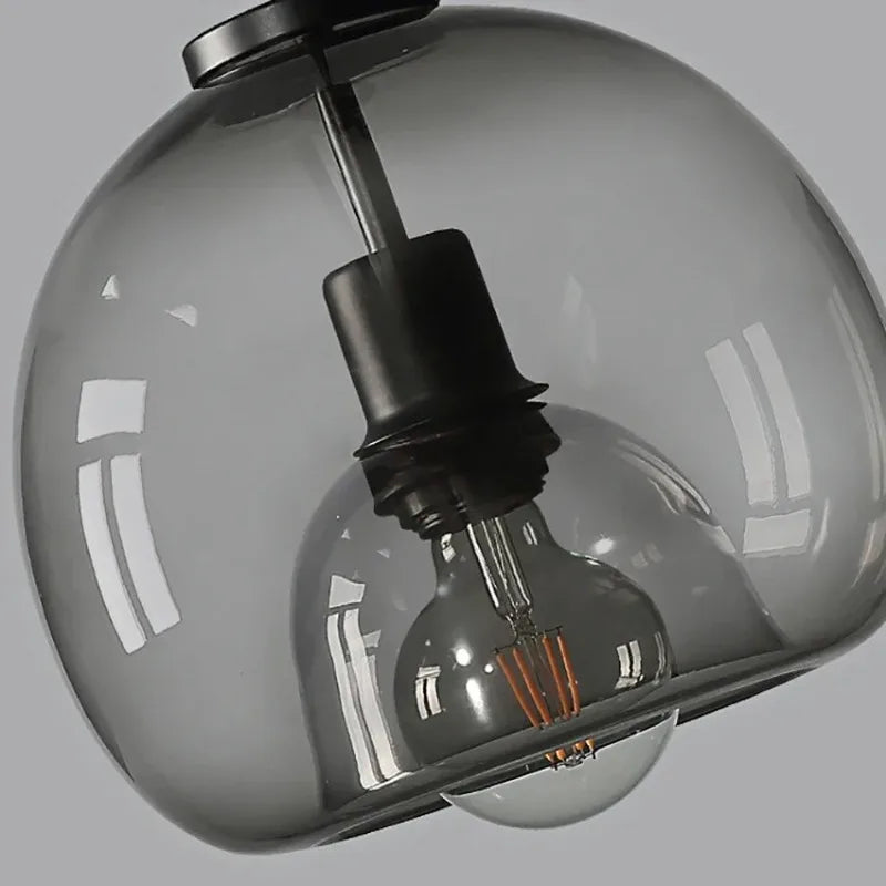 Glass LED chandelier bar living room dining table kitchen bar counter bedroom modern grey art pendant light