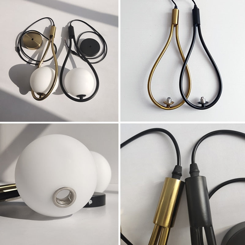 Glass ball brass pendant lighs Nordic bedroom bedside simple home decor Restaurant Bar hanging lamp