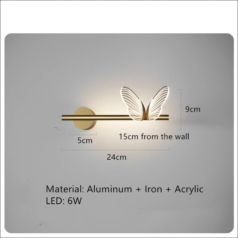 Nordic Luxury Butterfly LED Lights High Quality Bedside Lamp for Bedroom Restaurant Living Room Decoration Acrylic Chandelier