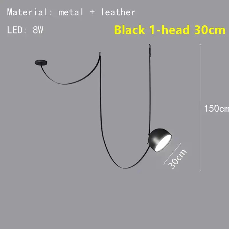 Nordic Art Leather Metal LED Chandelier Living Dining Room Bedroom Bar Island Luminaire Personalized Home Decor Lighting Fixture
