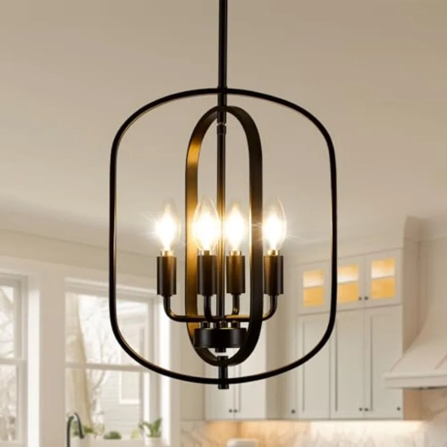 Black and Gold Chandelier for Dining Room Light Fixture Chandelier for Entryway Light Fixture Foyer Lighting Fixtures Adjustabl