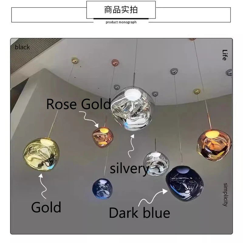 Nordic Lava LED Pendant Light - Modern Melting Glass Hanging Lamp