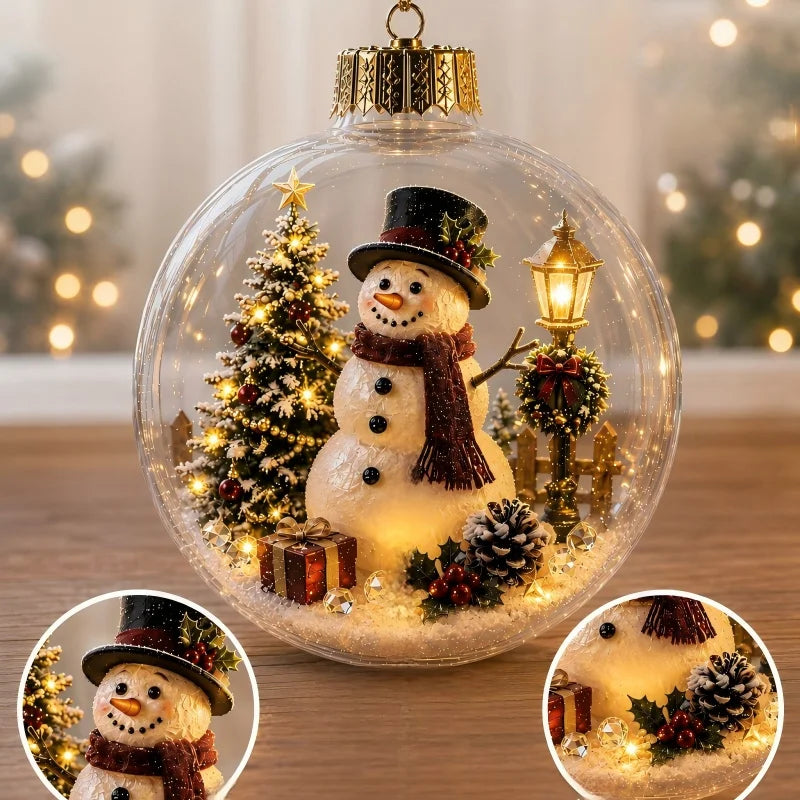 Glowing Bell Christmas Decorations 2026 Snow Globe Ornament Xmas Tree Santa Snowman Christmas 2026 Decoration Navidad Pendant