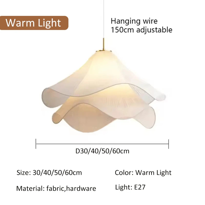 Pendant Lamp LED Nordic Minimalist white fabric flower Chandelier Living Room Bedroom Restaurant Minimalist Home Decor Lighting