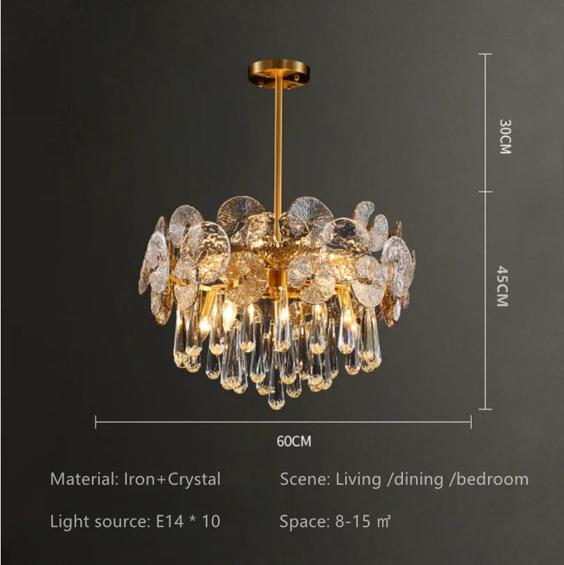 2025 Modern Light Luxury Led Lotus Flower Crystal Ceiling Chandelier For Living Room Bedroom Restaurant Hall Pendant Lamp Lustre