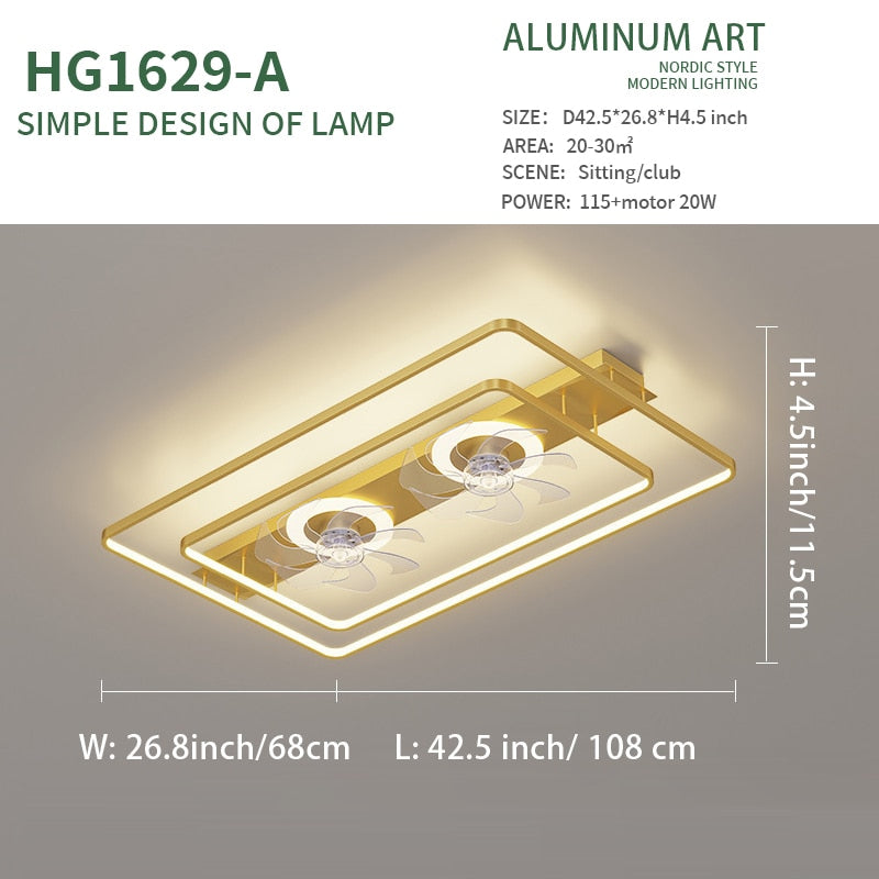 Nordic LED Ceiling Lights with Fan Remote Control for Bedroom Decor Ventilador Living Room Ceiling Fan Lighting