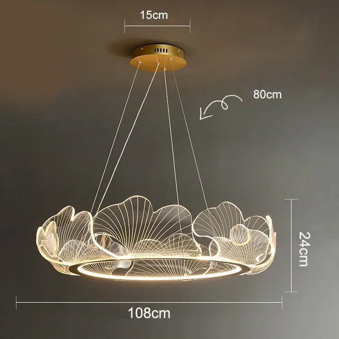 Modern LED Lotus Leaf Ring Ceiling Chandeliers For Living Room Dining Room Pendant Light Home Decor Hanging Lamp Luster Fixtures