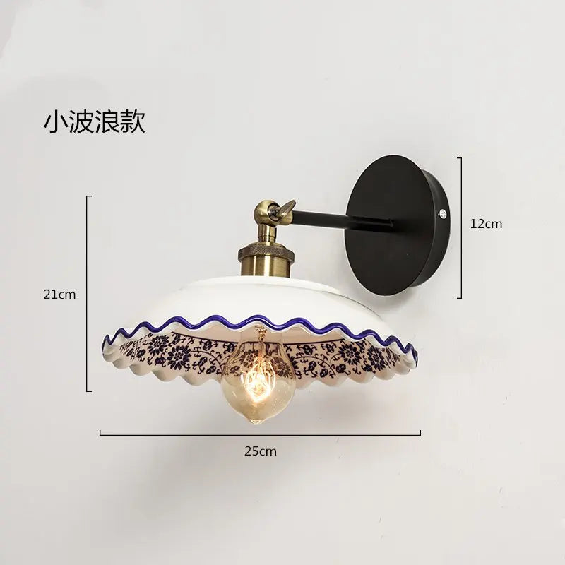 Modern Blue and White Porcelain Wall Lamp Retro Ceramic Sconces Living Lighting Bedroom Bathroom Dining Hall Decoration Fixture