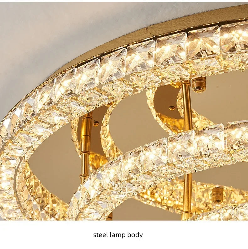 Luxuy gold LED Ceiling lamp modern crystals round ceiling chandelier for living room hotel hall bedroom restaurant lighting
