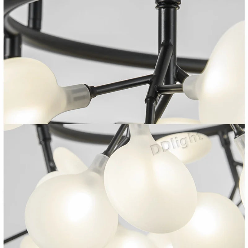 2026 New Nordic Romantic Hanging Living Room Chandelier Lights Modern Firefly Decor Pendant Lamp Round Chandelier Lustre Fixture