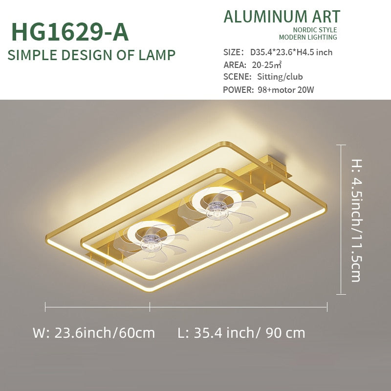 Nordic LED Ceiling Lights with Fan Remote Control for Bedroom Decor Ventilador Living Room Ceiling Fan Lighting