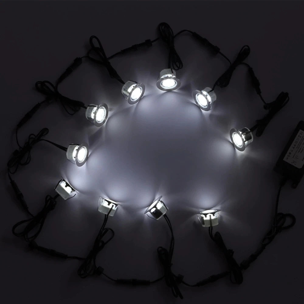 10Pcs Recessed LEDs Deck Lights DC12V Low Voltage IP67 Waterproof In-ground Lamp Landscape Light for Yard Garden Pathway Stairs