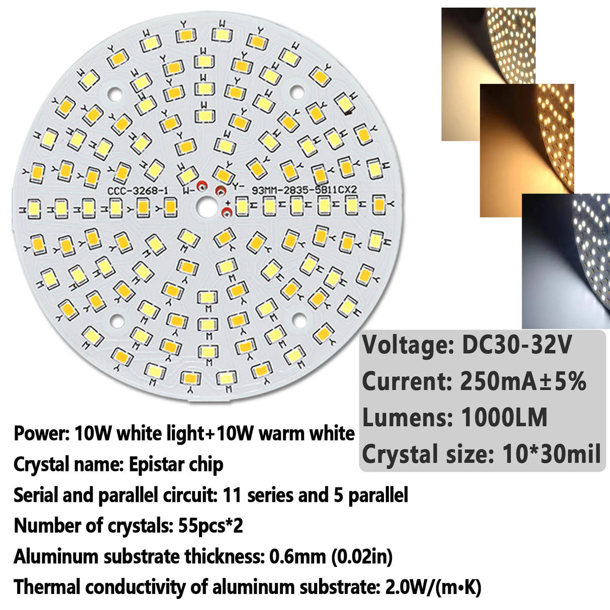 LED Light Board Two-Color LED 10W 18W 24W 36W Chip Source Lamp Bead Constant Current Input Diode For Panel Light Ceiling Lamp