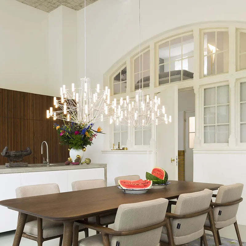 Moooi Coppelia Designer Loft Villa Duplex Chandelier Luxury High-end Living Dining Room LED Round Iron Wire Decor Lighting
