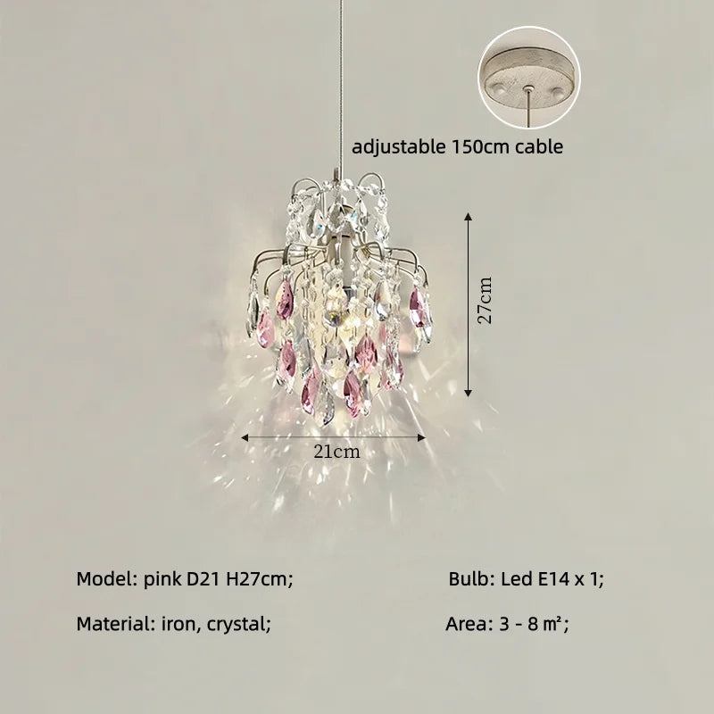 Modern Luxury Colorful Crystal Bedside Led Pendant Lights Home Decor Bedroom E14 Suspend Lamp Bar Hanging Lamp Led Luminarias