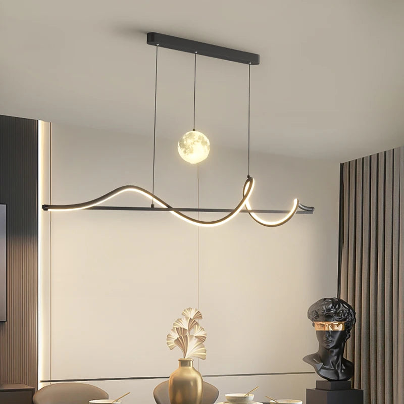 Modern Led Pendant Lights Chandelier For Dining Table Living Room Kitchen Bar Counter Creative Moon Hanging Lamp Home Decor Lamp