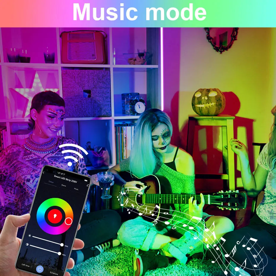 RGB Smart LED Neon Strip Light 220V - Waterproof Flexible Ribbon Tape
