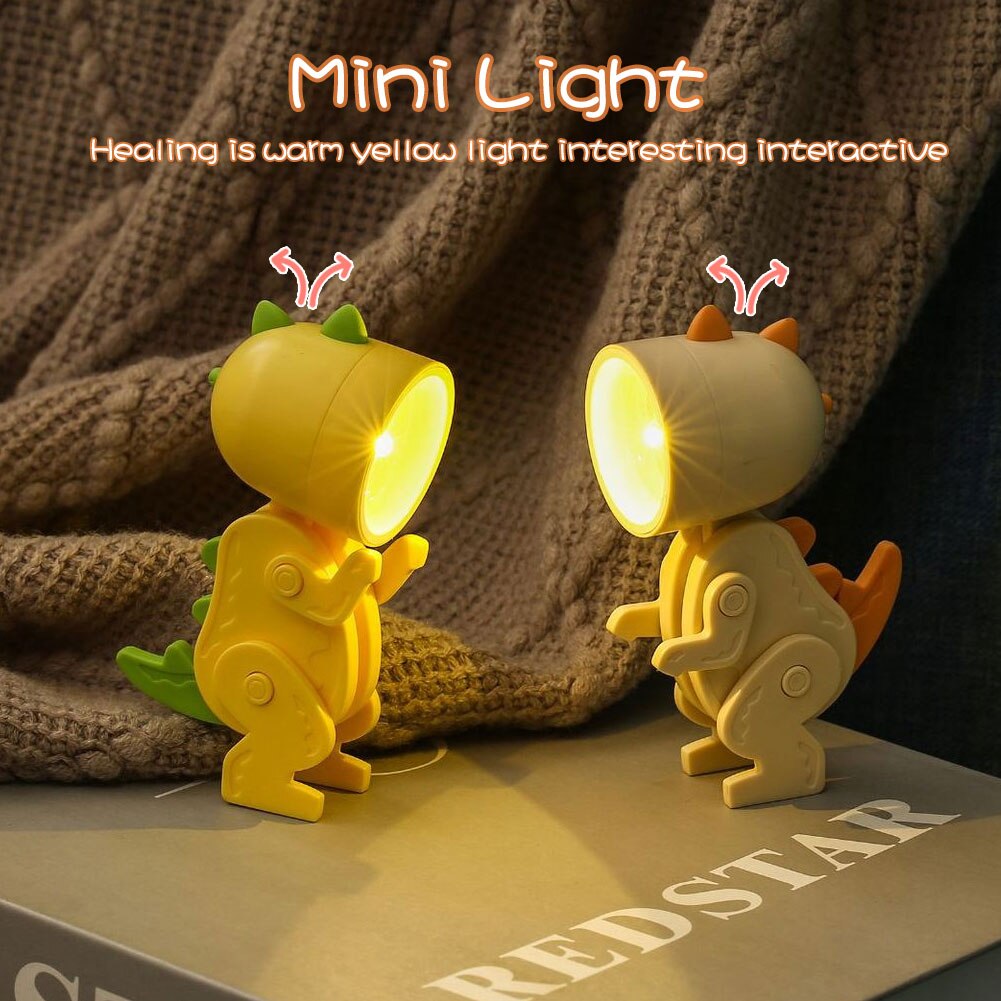 Mini LED Night Light Folding Desk Lamp Cute Pet Lights Dog Deer Dinosaur Flower Portable Night Light Student Living Room Decor