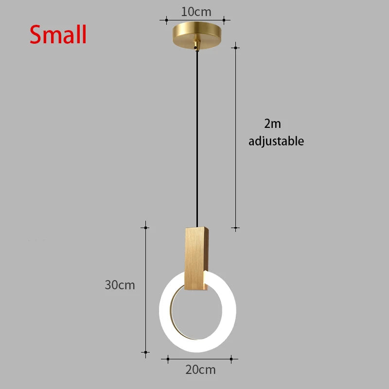 Nordic bedside circular small chandelier, modern and minimalist restaurant chandelier, fashionable bar and study light