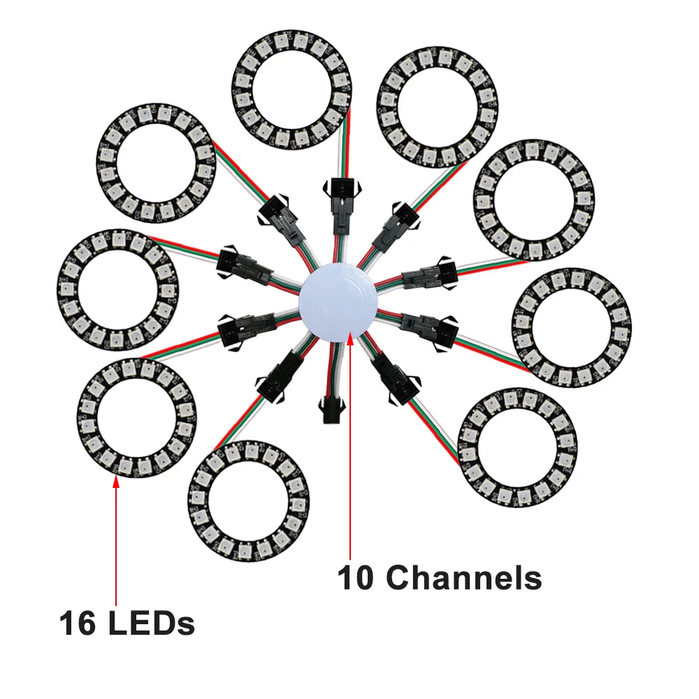 LED Sparkle Ring Light Circle Module WS2812B Individually Addressable RGB Atmosphere Lamp 17 Key Music Remote Control for Party