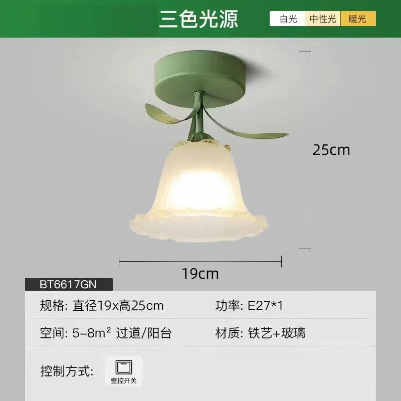 Aisle Corridor Light Cream Wind Flower Bud Ceiling Lamp for Entrance Foyer Porch Cloakroom Balcony Indoor Decoration Fixtures