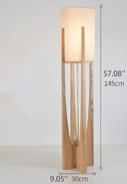 Floor Lamp Japanese Style Minimalist Living Room Sofa Side Table Lamp Solid Wood Lamp Body Retro Design Bedroom Atmosphere Lamp