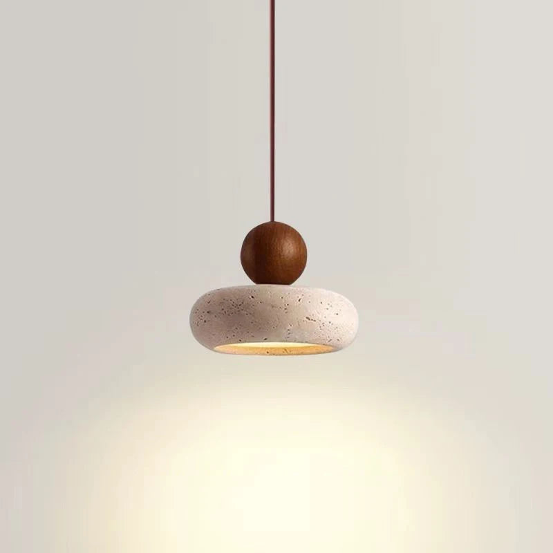 2026 New Cave Stone Pendant Light Bedroom Yellow Travertine LED Chandelier Living Dining Room Modern Hanging Lamp Decor Lighting