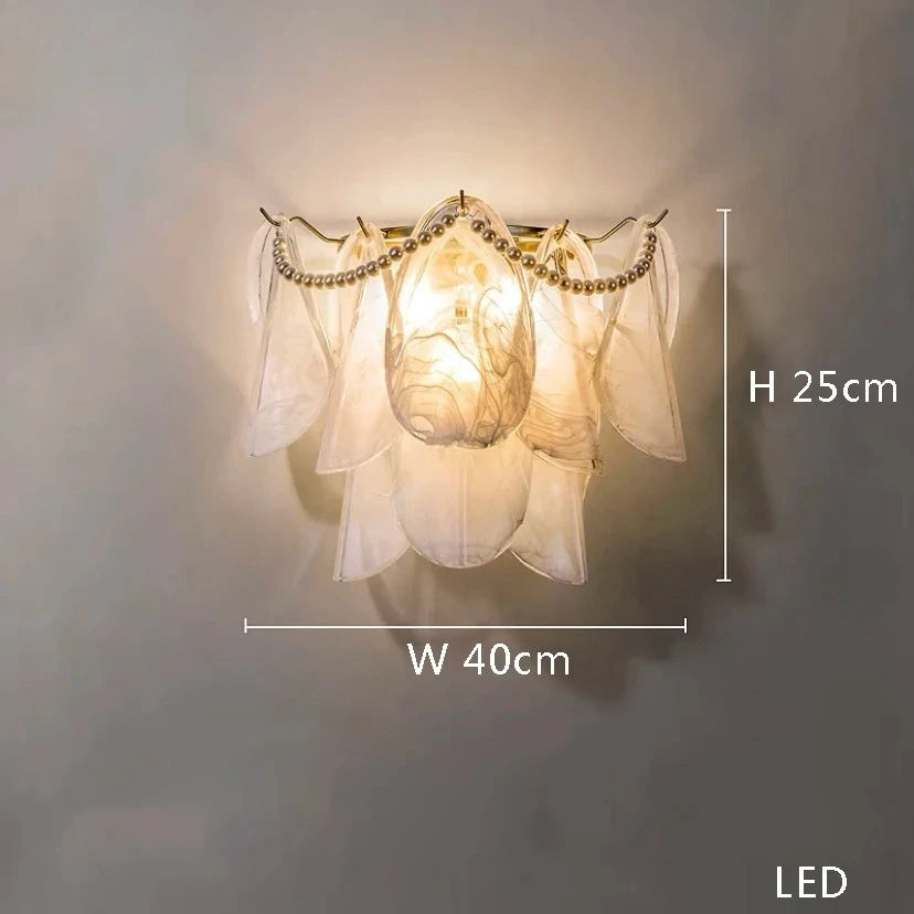 Luxury Glass Chandelier with Pearl Accents - Modern Ceiling Pendant Light Fixture for Living Room, Dining Room & Bedroom