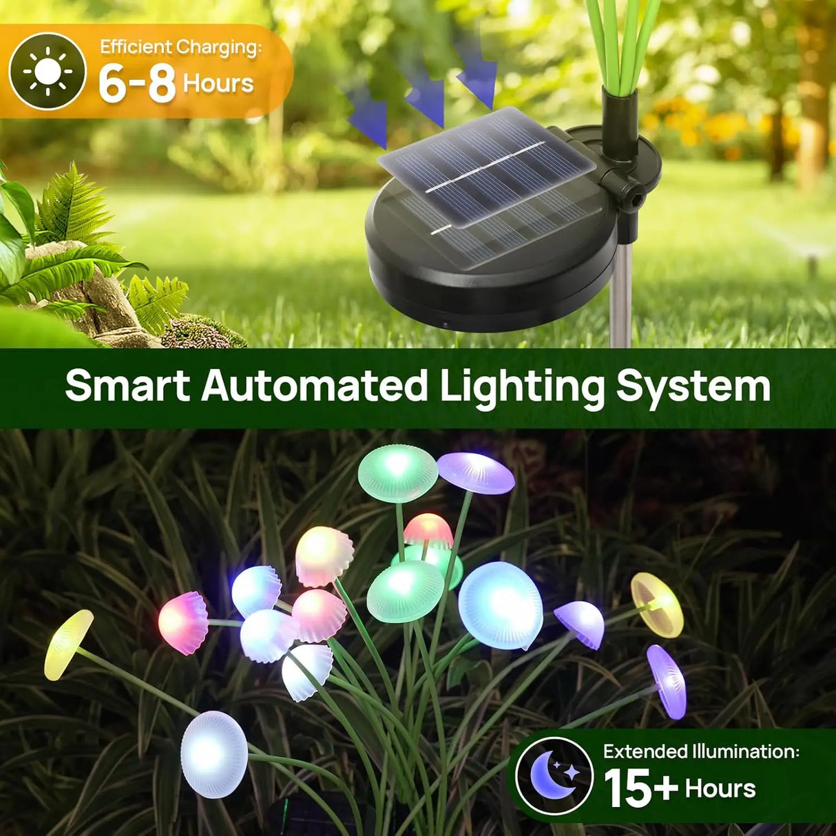 Solar Jellyfish & Mushroom Garden Lights - Dual Mode LED Waterproof Decor