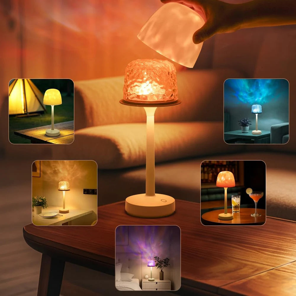 Projection LED Remote Control Night Light Water Ripple Lamp Bedroom Atmosphere Decoration RGB Colorful Table Lamps Birthday Gift