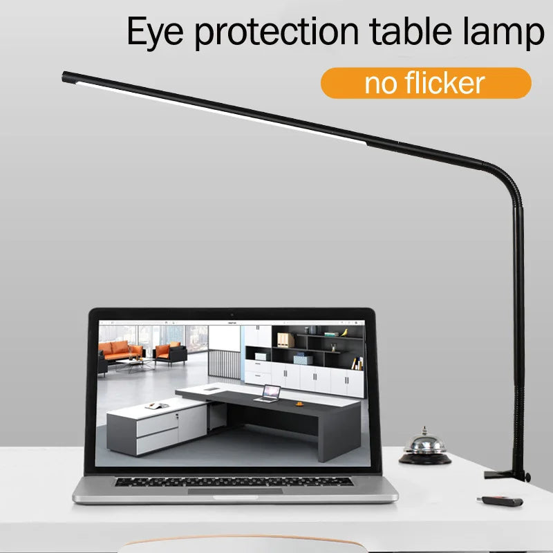 LED Touch Computer Monitor Light With Clamp Book Reading Writing Bed Bedside Shadowless Powerful Table Lamp For Laptop Bedroom