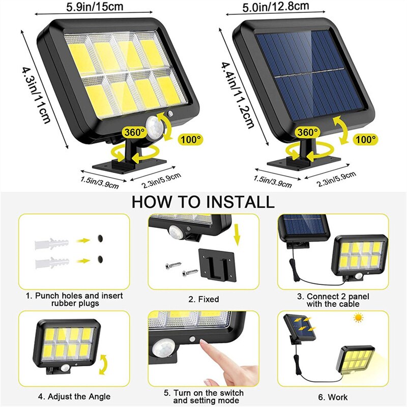 Solar Lights Outdoor PIR Motion Sensor COB Solar Led Light Outdoor Powered By Sunlight Wall Street Lamp Waterproof Home Garden