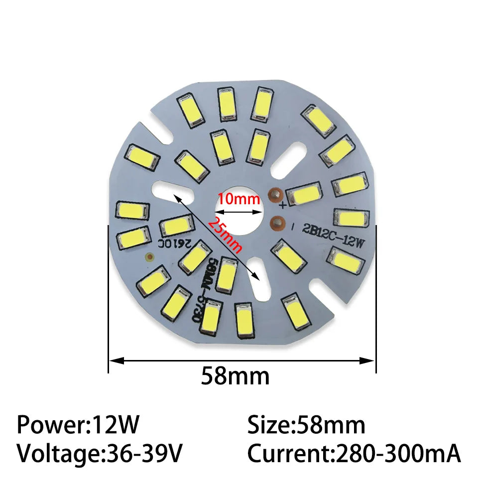5pcs/lot 12W 50mm 58mm 65mm 85mm 100mm SMD5730 Brightness Light Board Led Lamp Panel PCB With LED For Ceiling Light