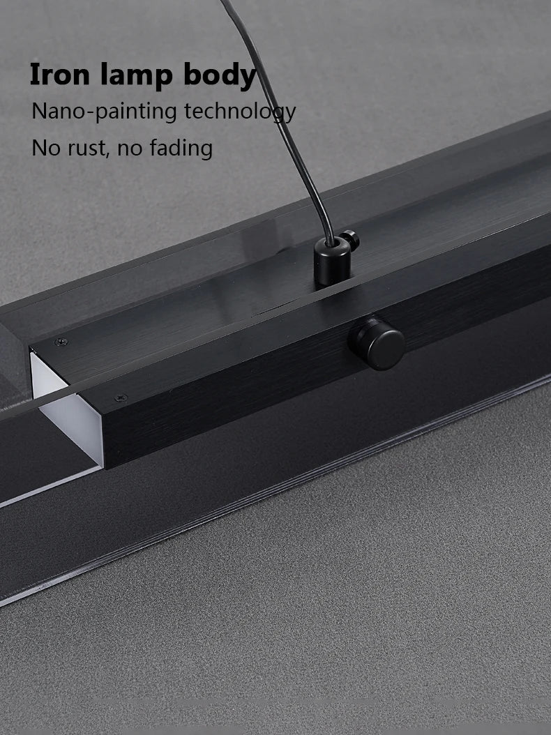 Linear Dining room chandelier kitchen island lighting dining table bar lamp led long strip modern lamp glass Pendant light black