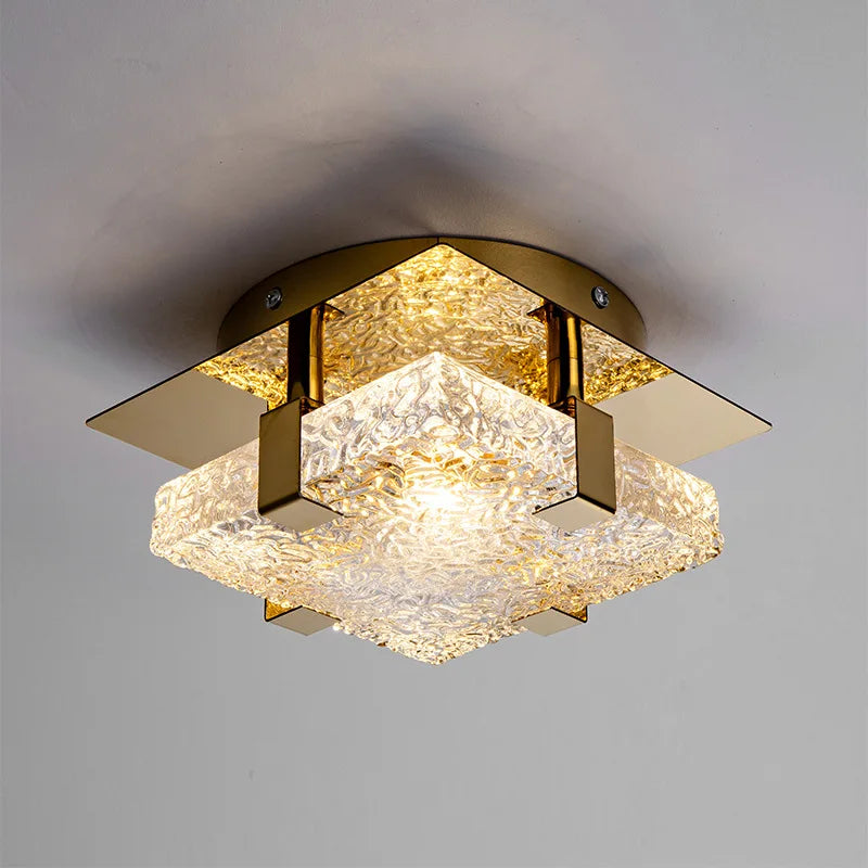 Modern Clear Crystal Ceiling Lamp Gold Metal Bedroom Kitchen Parlor Lighting Fixtures