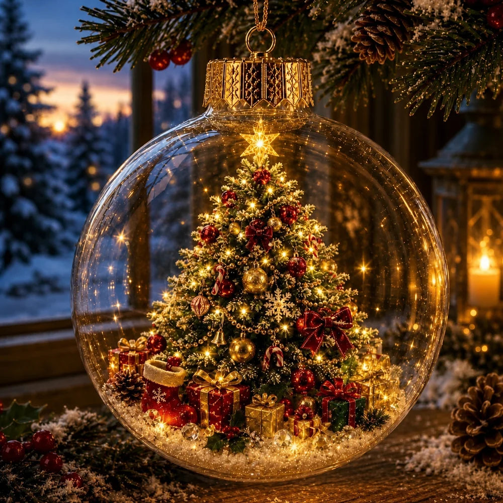 Glowing Lighted Christmas Ball Ornament Glass Hanging Pendant for Christmas Tree Holiday Home Party Decoration Christmas Party