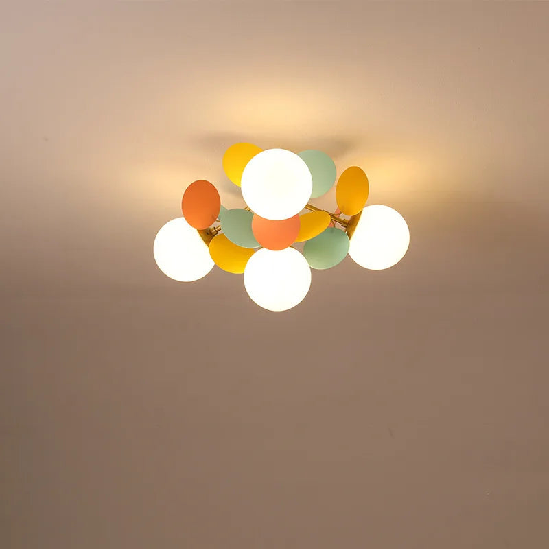 2026 Colourful Chandelier Children Bedroom Ceiling Lamp Dining Living Room Kitchen DownLight Glass Bubble