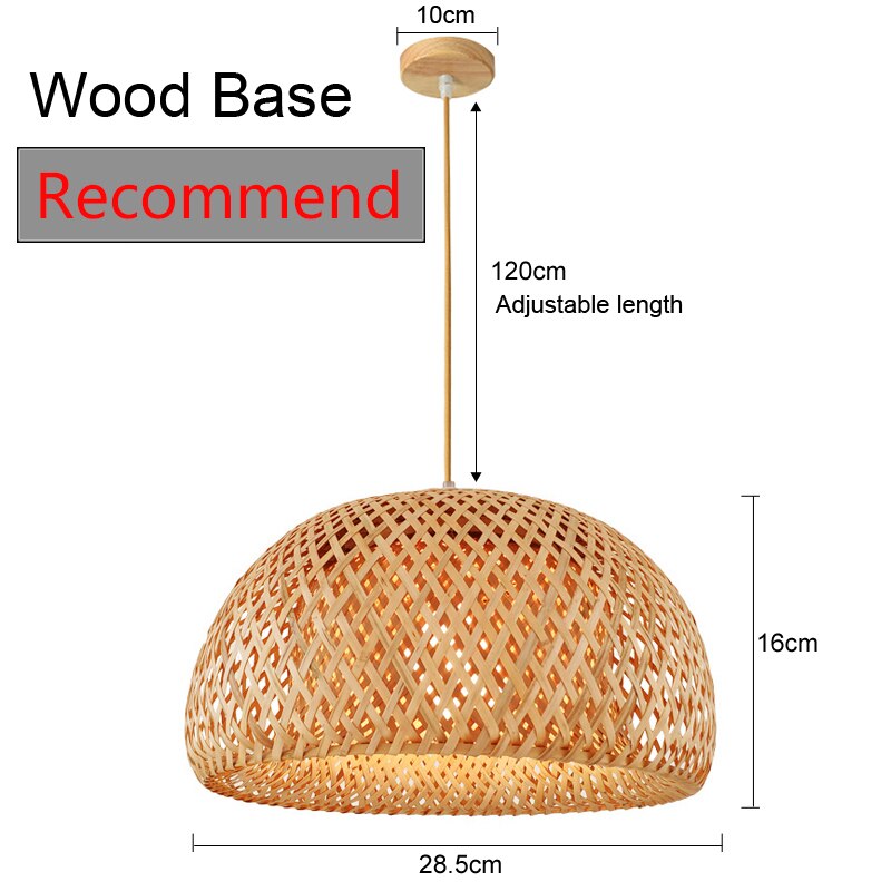 Handmade Vintage Pendant Lamp Bamboo Restaurant Café Chandeliers Wood Base E27 Bulb Lighting Hotel Bedroom Interior Classical