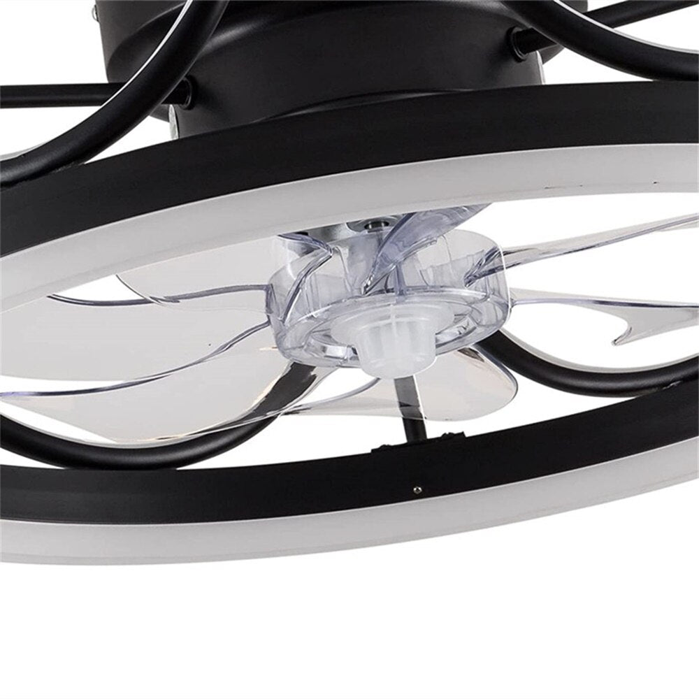 Modern Black/Gold 22 Inch Crown Shape LED Ceiling Fan Light with Remote Control for Bedroom Living Room