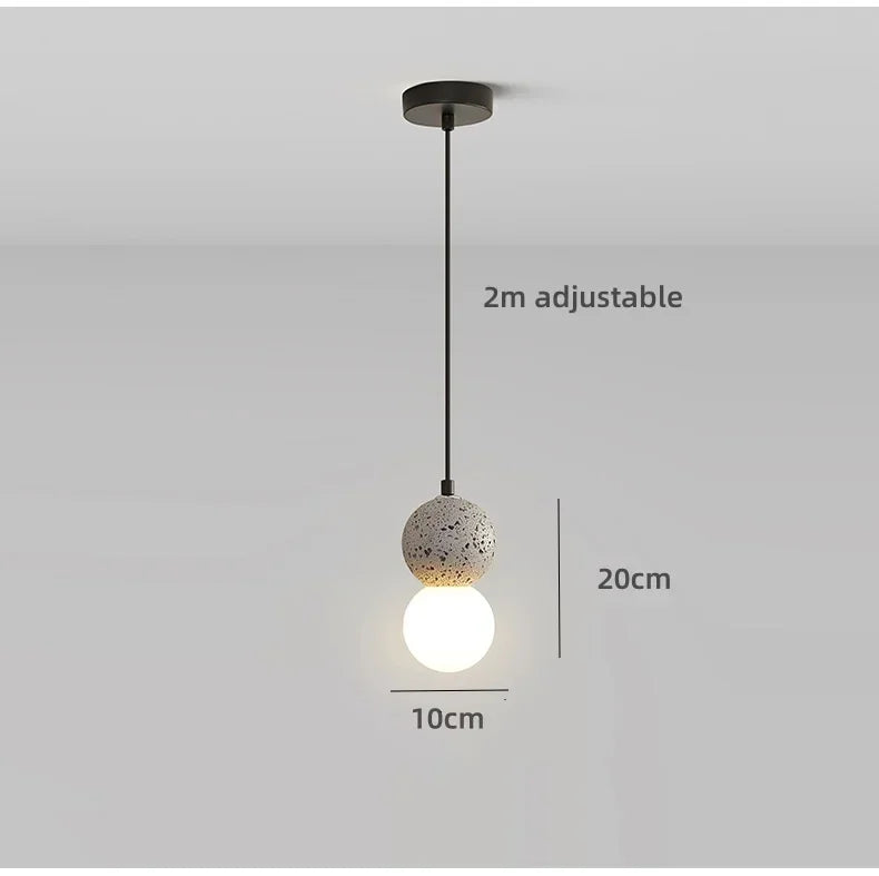 Modern Minimalist Resin Honeycomb Stone Design LED Warm White Light Single Bedside Dining Pendant Lamp Glass Ball Pink Fixture