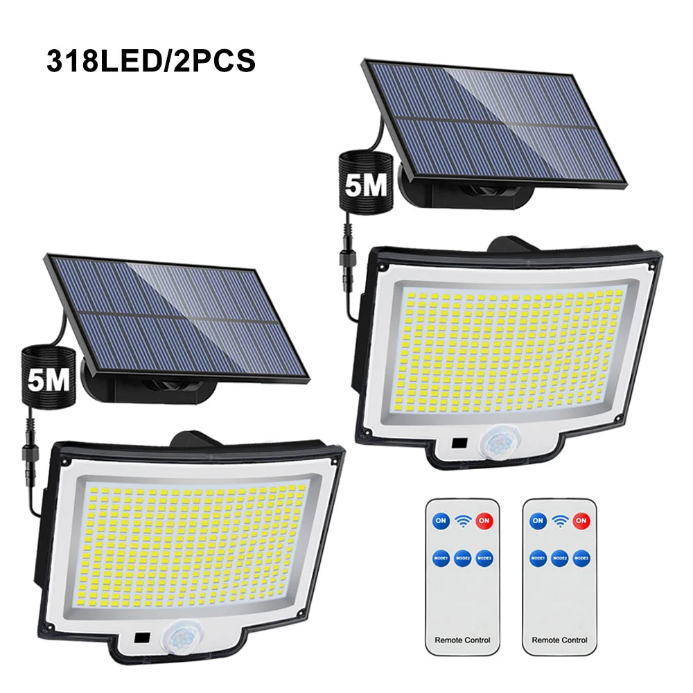 348 LED Solar Motion Sensor Outdoor Light - Powerful Waterproof Security Spotlight Wall Lamp for Garden, Yard & Garage