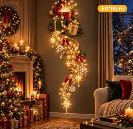 2027 Christmas Magic Trail Wall Light-LED Glowing Xmas Scene Wall Decoration,Santa Sleigh Reindeer Hanging Decor for New Year Pa
