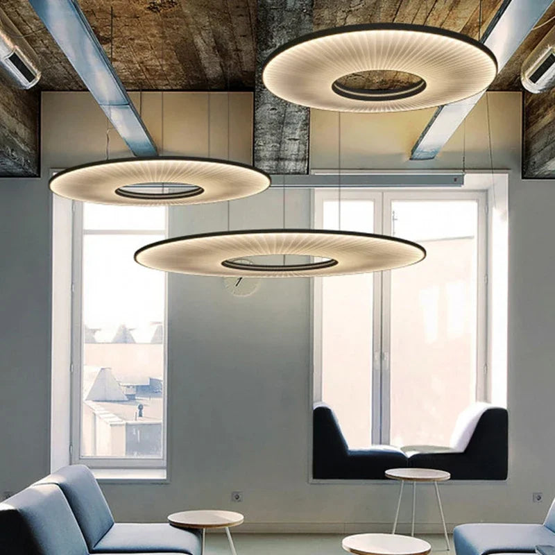 Modern Fabric Pendant Light Designer Iris Pendant Lights for Living Room Hotel Lobby Restaurant Decor LED White Round Chandelier