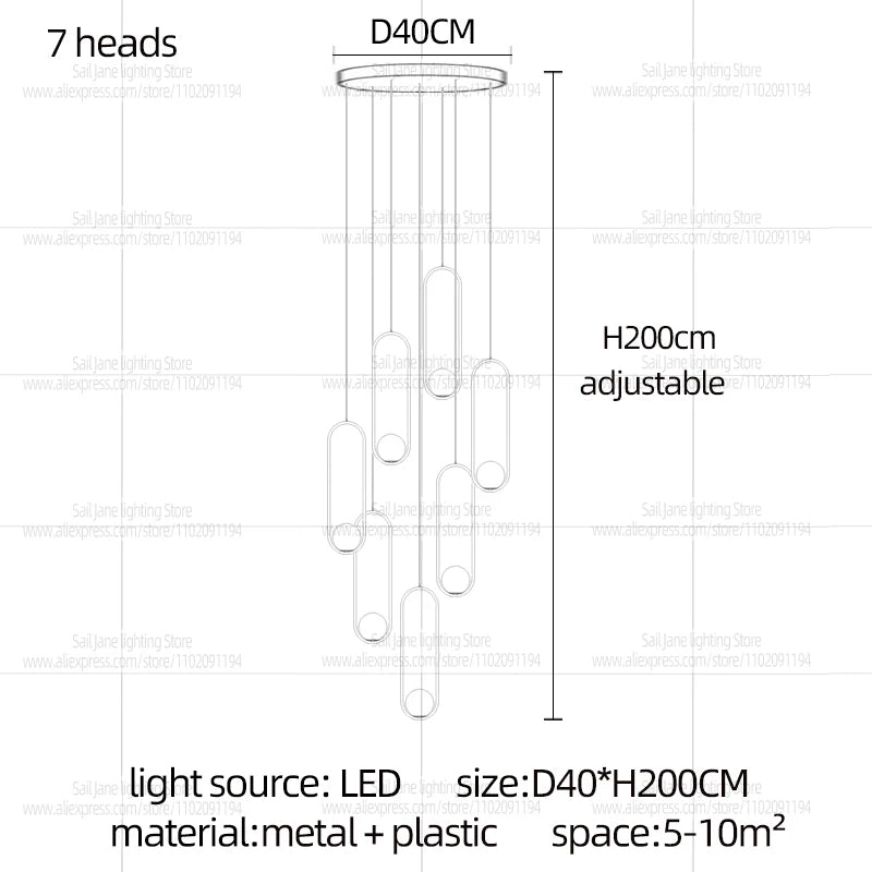 Nordic Home Decor LED Chandelier Villa Living Room Ceiling Light Suspended Staircase Pendent Lamp Dining Table Pendent Light