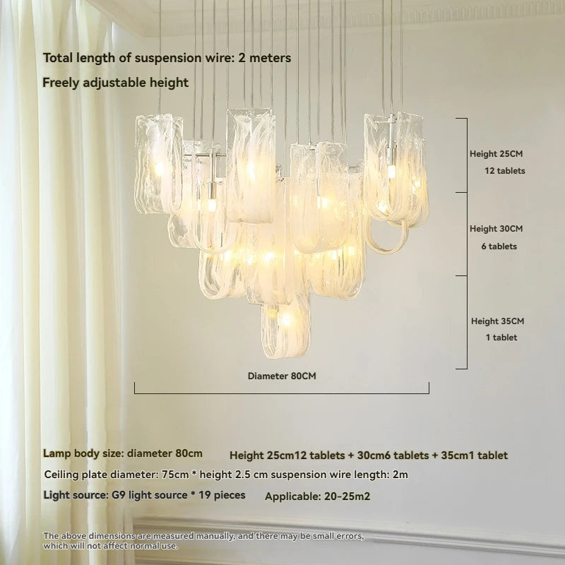 Ribbon Light Luxury Restaurant Cream Style Chandelier Designer Atmospheric High-end Staircase Chandelier Glass Chandelier