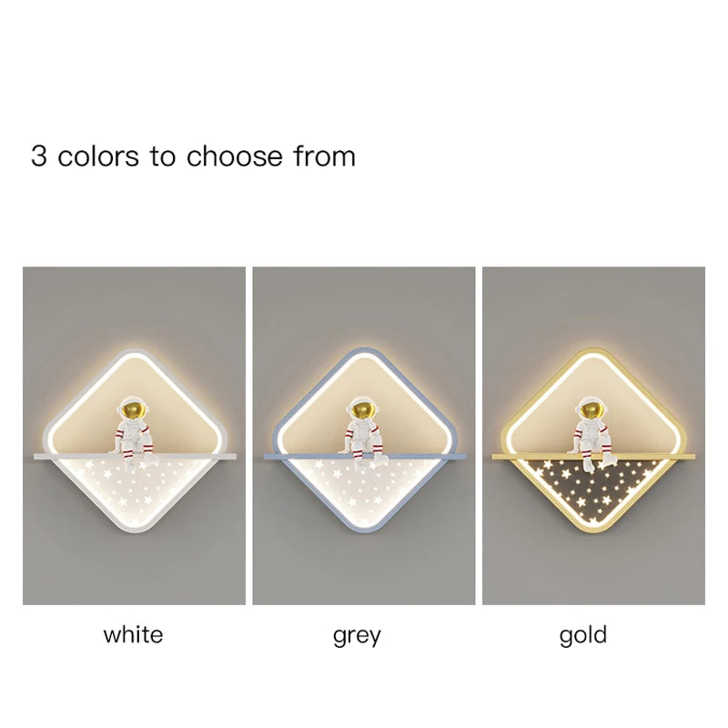 Minimalist Square Led Wall Lamps Astronaut Child Bedroom Bedsides Wall Seconded Light Modern Indoor Decors Night Lighting Fixture