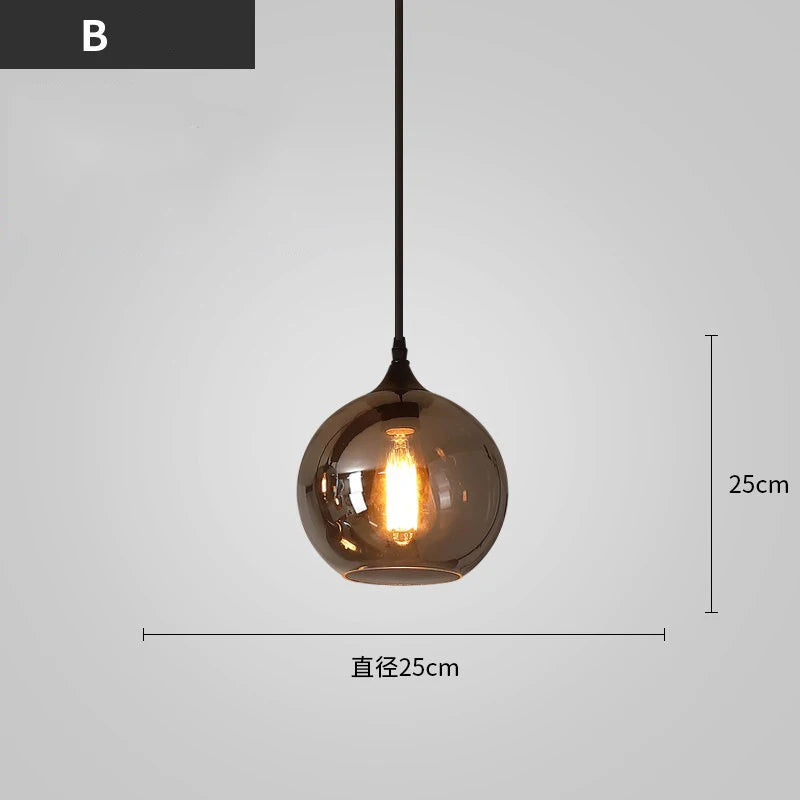 Modern LED Glass Ball Pendant Lamp for Living Room Bedroom Dining Kitchen - Indoor Hanging Chandelier Home Decor Light