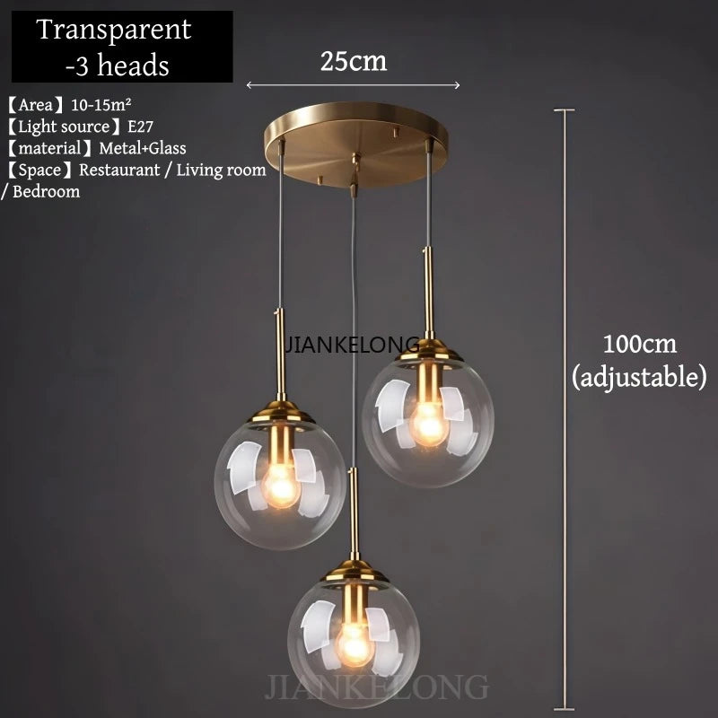 Modern Luxury Glass Chandelier - Nordic Metal LED Pendant Light