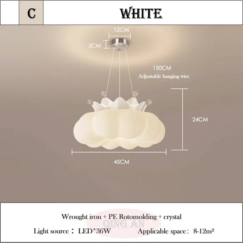 2025 New Crown LED Pendant Lamp Children's Room Restaurant Boy Girl Bedroom with Remote Control Chandelier Study Lighting Decor